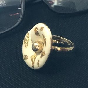 “ENAMEL-GOLD RING”- ADJUSTABLE 925 STERLING SILVER